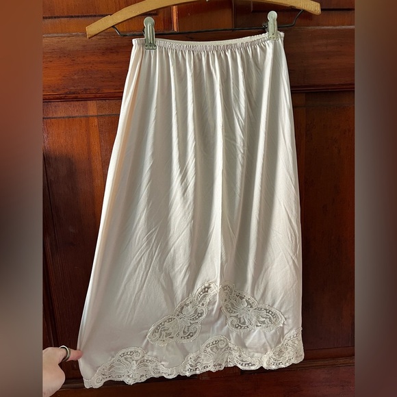 Vintage 1950s Slip Small White Ivory Nylon Lingerie Underskirt Lace Rockabilly - Picture 3 of 10